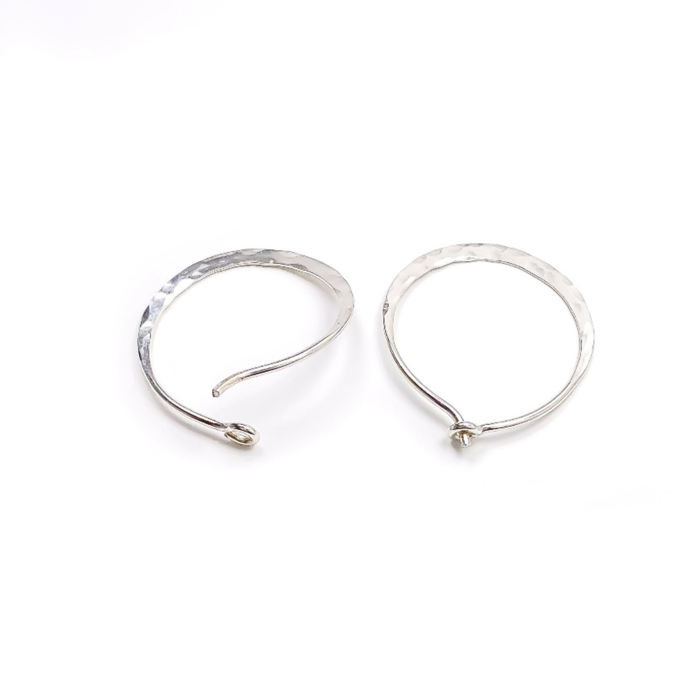 18mm- Sterling Silver handmade hoop earrings, textured hoops, everyday earrings. - Picture 2 of 4